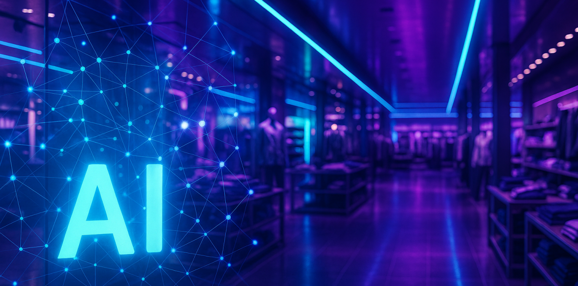 Futuristische AI-retail illustratie