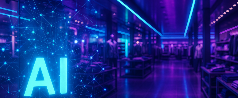 Futuristische AI-retail illustratie